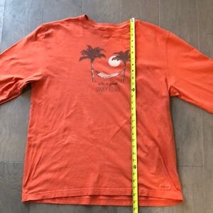 Life is Good Men's Orange Long Sleeve Graphic Tee, Size L